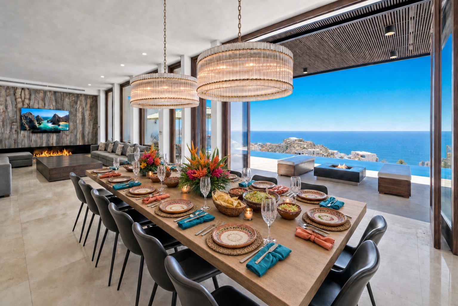Mexican dining spread on the terrace