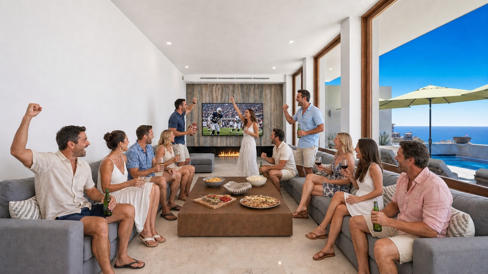 Watching football on the big screen